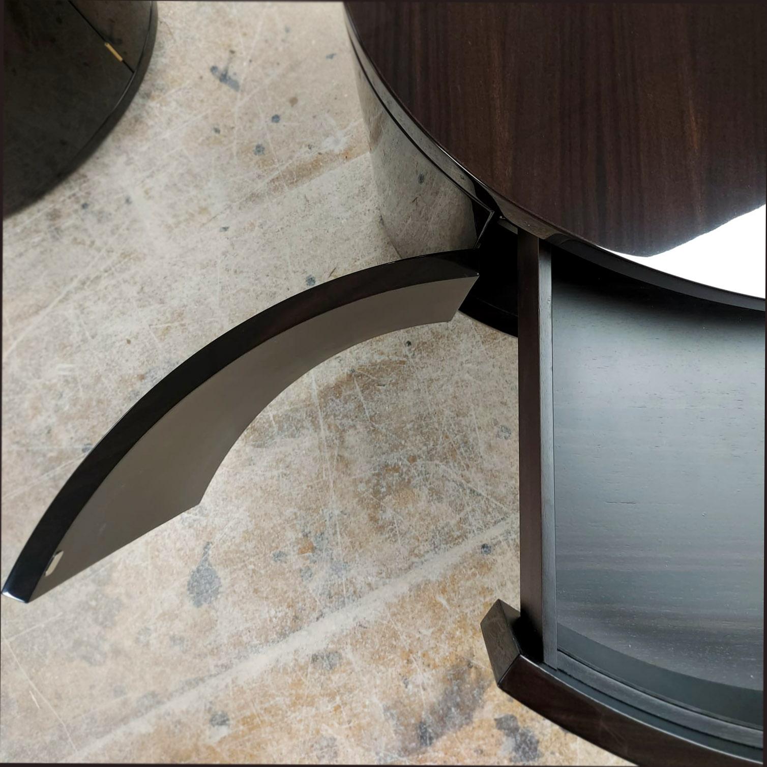 Modern Ebony Wood and Polished Nickel Bedside Table  For Sale