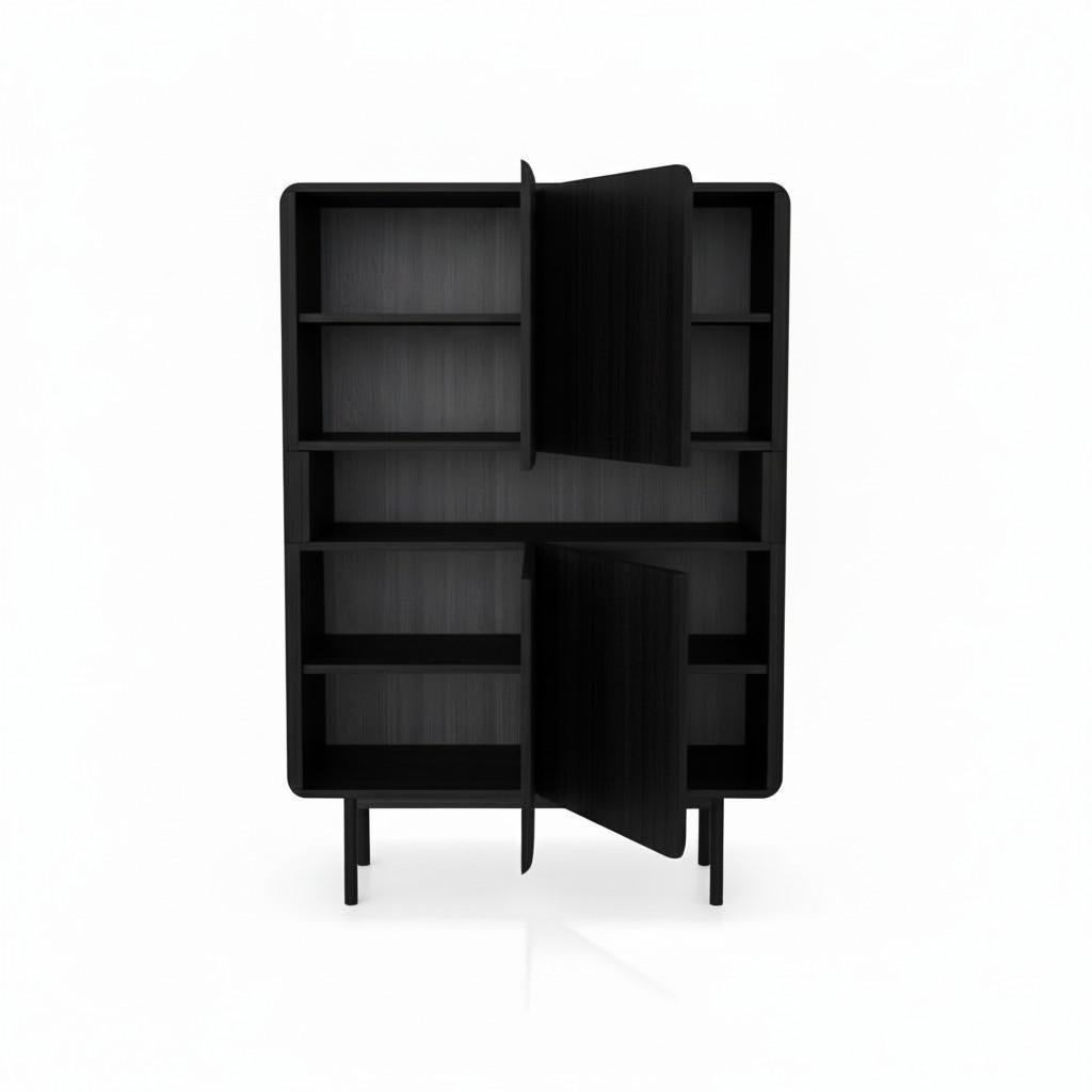 Moderno Armadietto in Wood Wood con Silhouette arrotondata e gambe in metallo - Studio Design/One in vendita