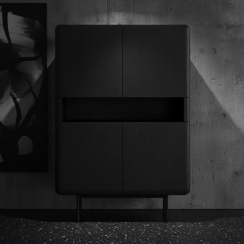 Armadietto in Wood Wood con Silhouette arrotondata e gambe in metallo - Studio Design/One In condizioni Nuovo in vendita a NEW YORK, NY