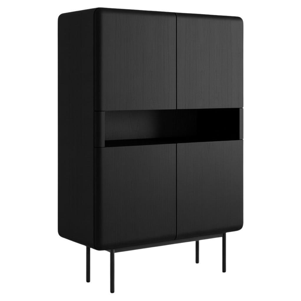 Armadietto in Wood Wood con Silhouette arrotondata e gambe in metallo - Studio Design/One