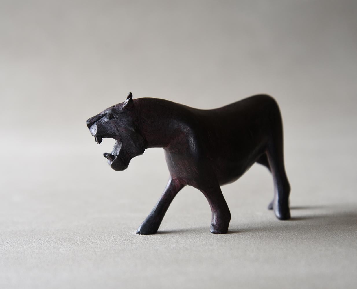 Unknown Ebony Wood Carving Tiger Sculpture For Sale