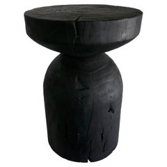 Ebony Wood Distressed Accent Table