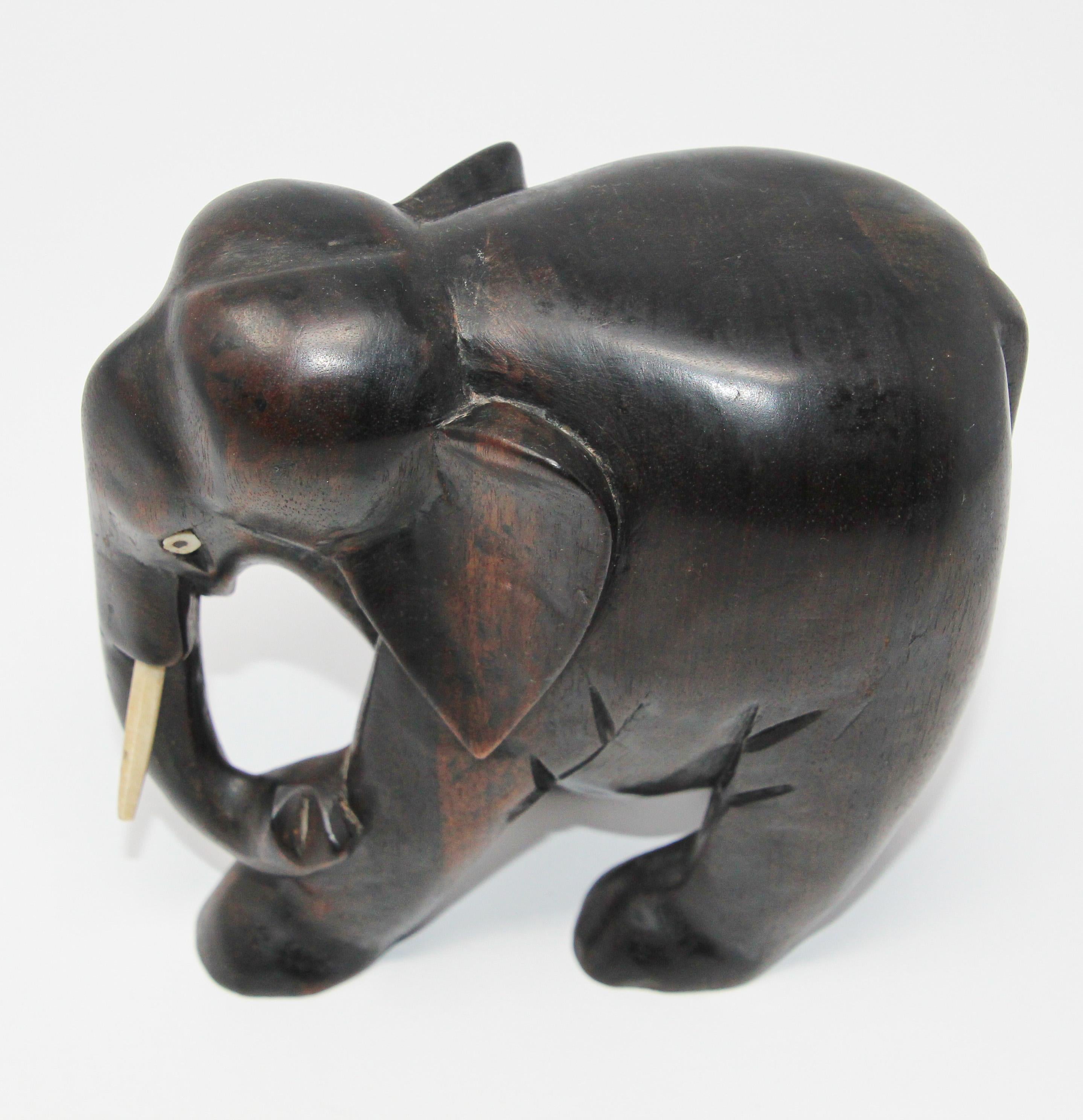 Ebony Wood Hand Carved African Elephant For Sale 2