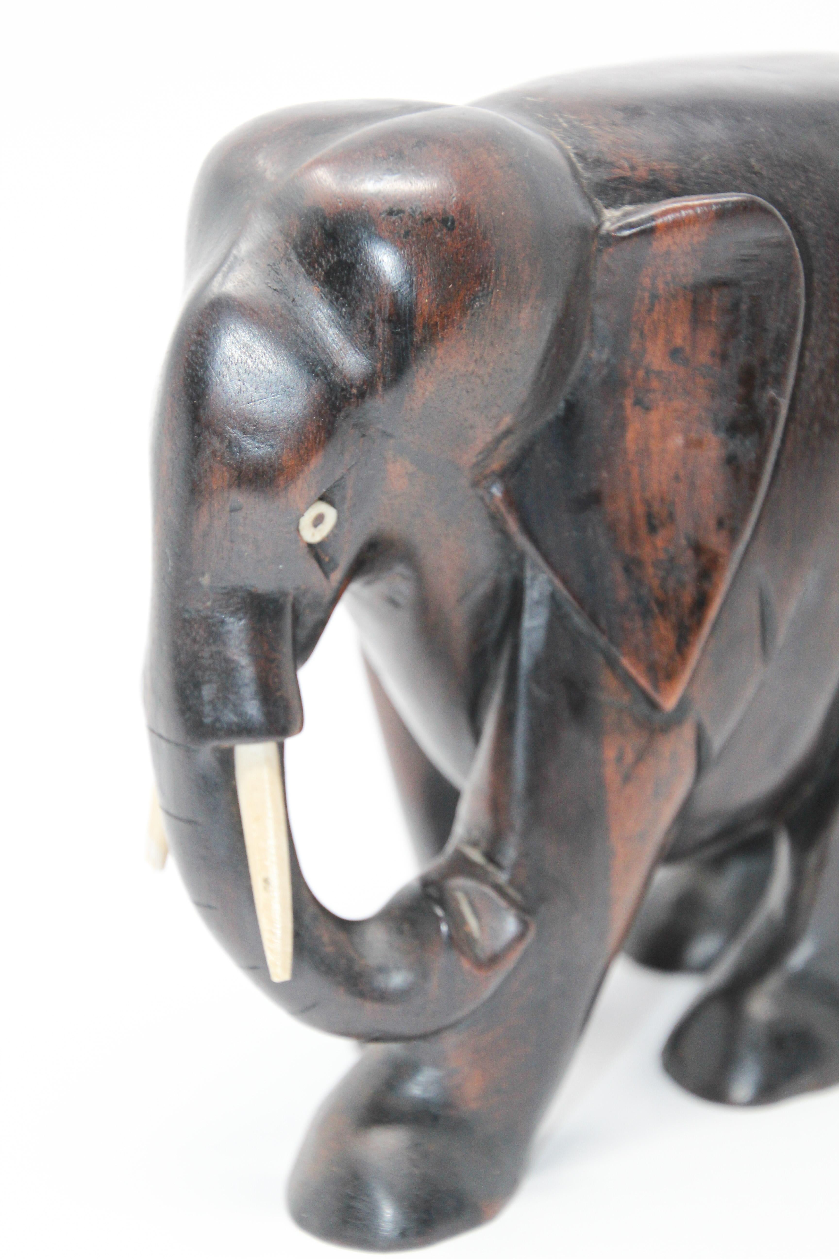 Ebony Wood Hand Carved African Elephant For Sale 4