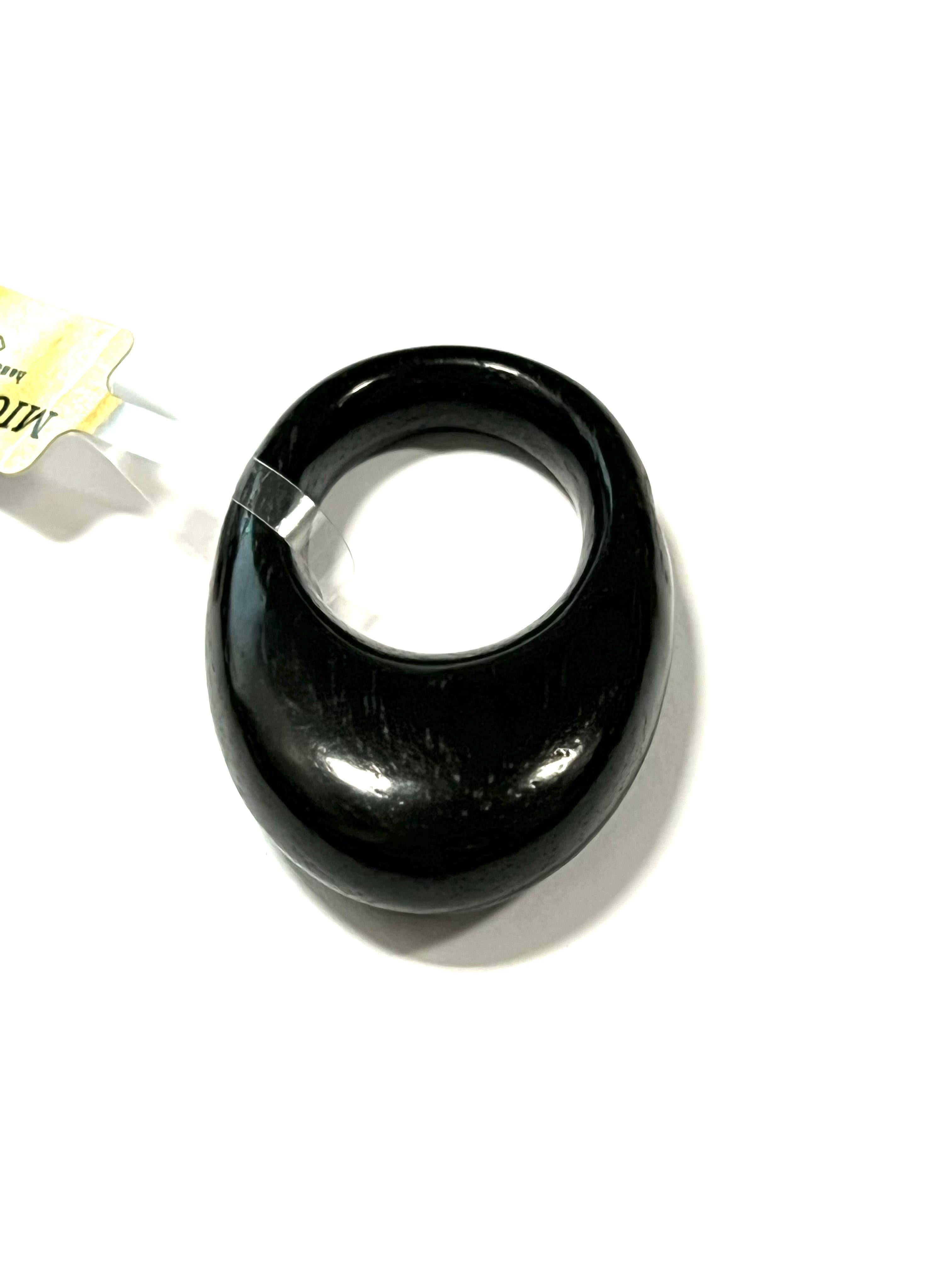 Brilliant Cut Ebony Wood Ring 18kt Gold and White Diamond For Sale