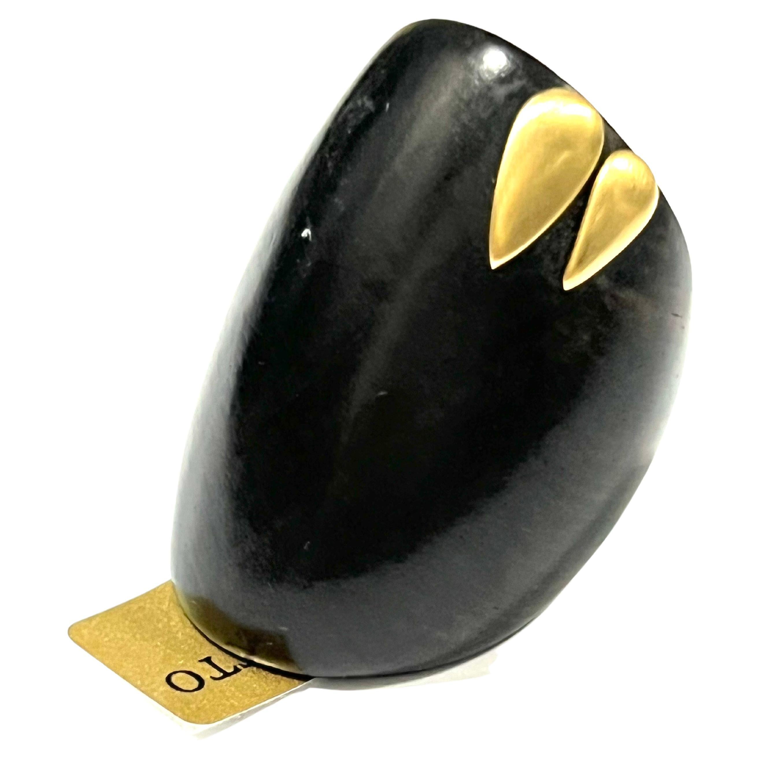 Ebony Wood Ring 18kt Gold