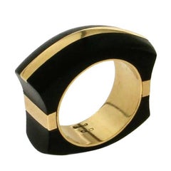 Ebony 18 Carat Yellow Gold Band Ring Ebony 18 Carat Yellow Gold Band Ring