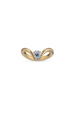 Curved Recycled Gold Diamond Contemporary Eboris Duchess Ring by MAZARIN