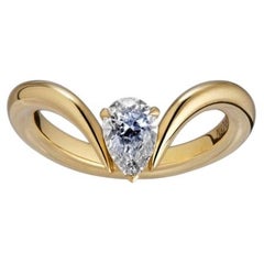 Curved Recycled Gold Diamond Contemporary Eboris Duchess Ring by MAZARIN