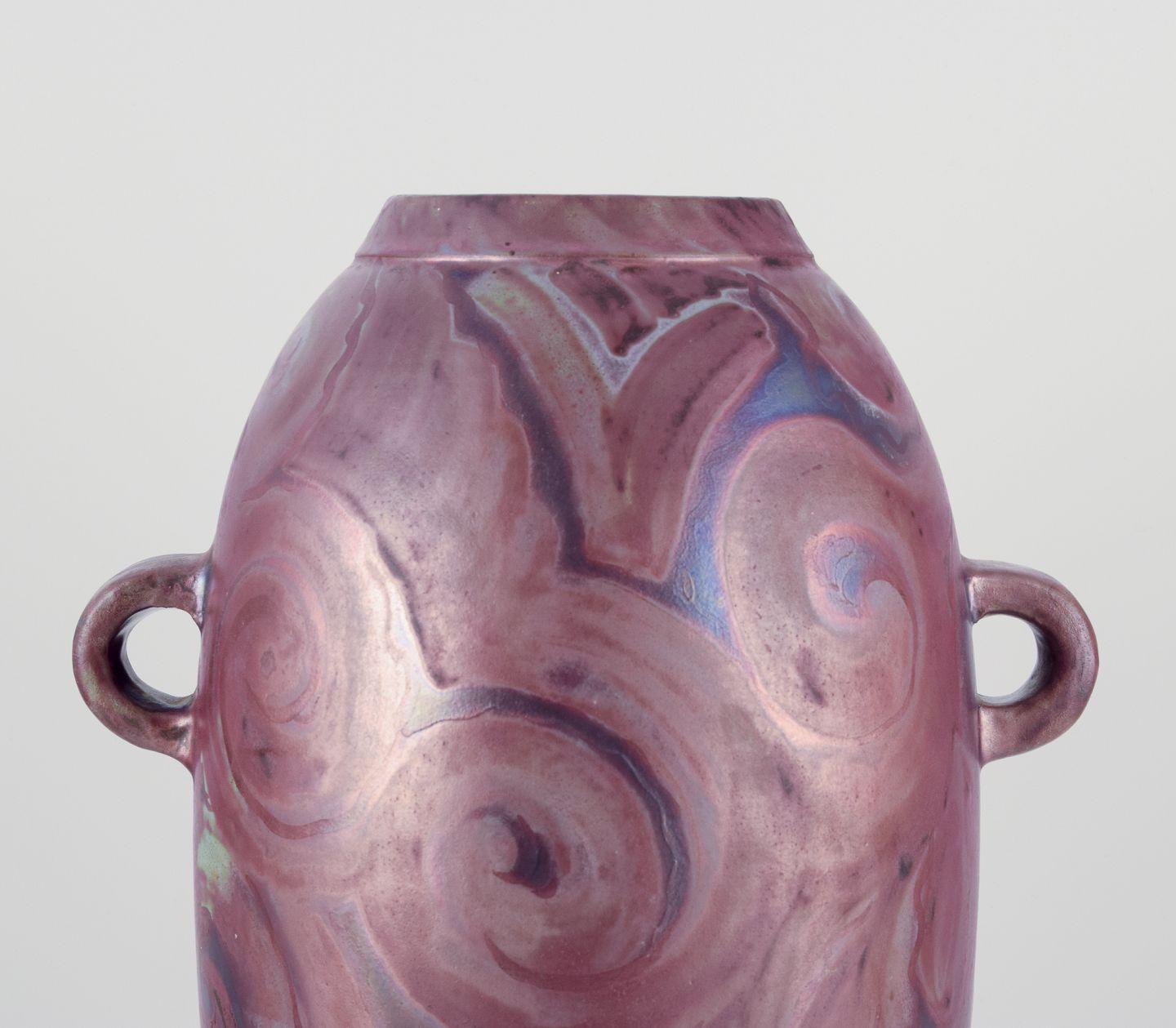 Ceramic E.B.S. Klint. Danish ceramicist. Large floor vase with two handles. Mid-20th C. For Sale
