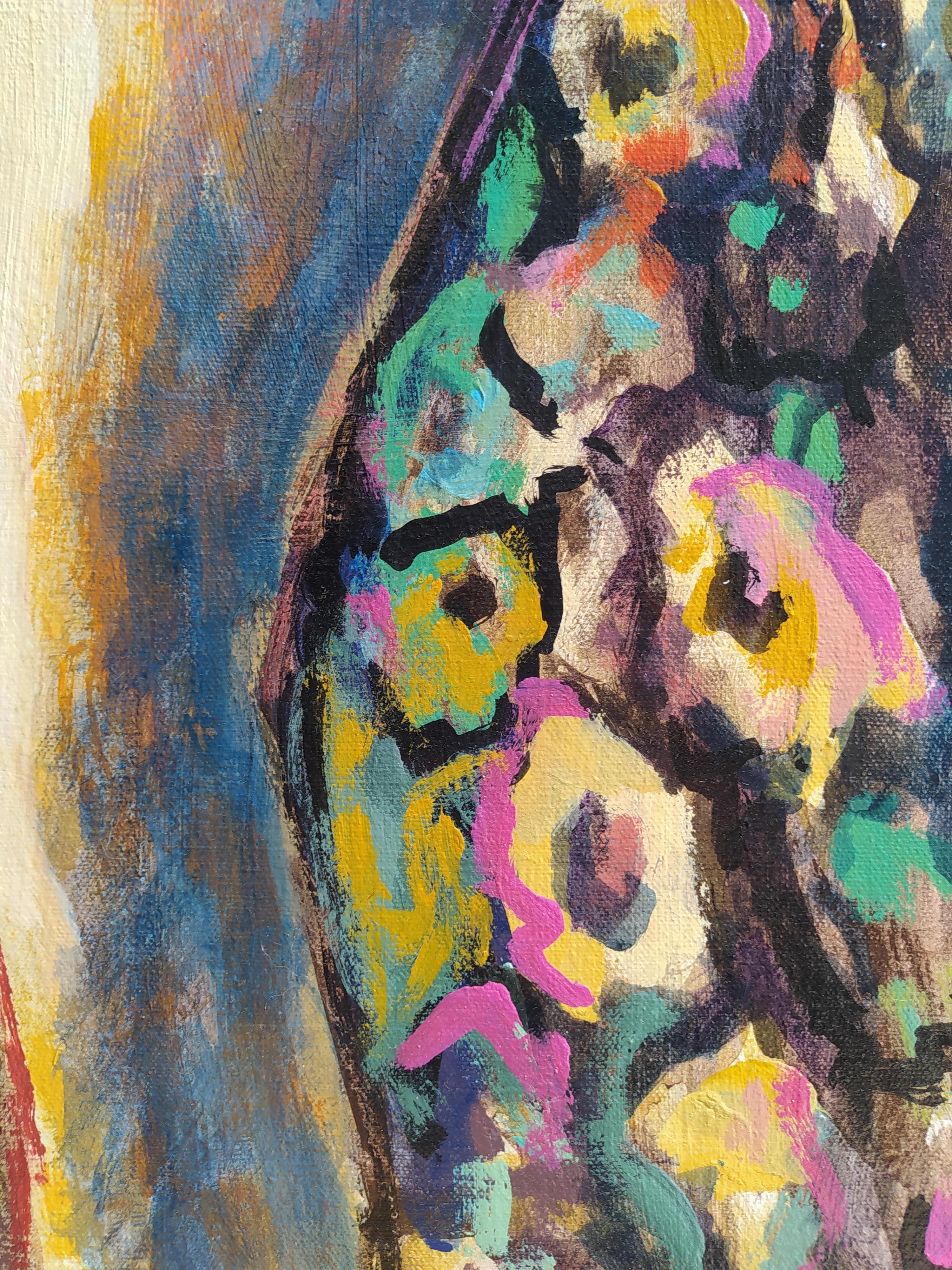 Œuvre d'art romantique et expressionniste de nu sur toile.