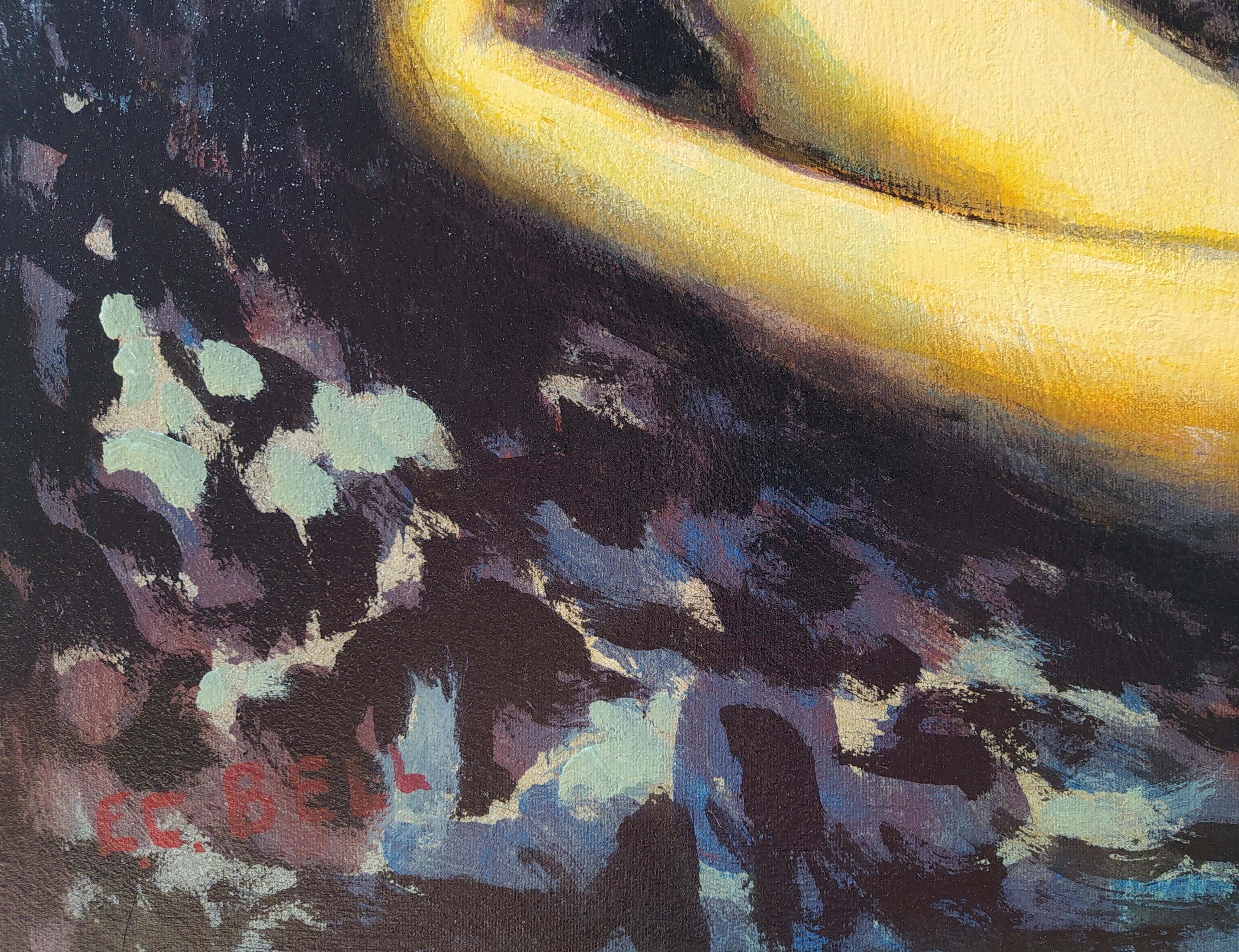 „Flatlander“ – Horizont-expressionistischer weiblicher Akt mit Landschaft im Hintergrund. im Angebot 2