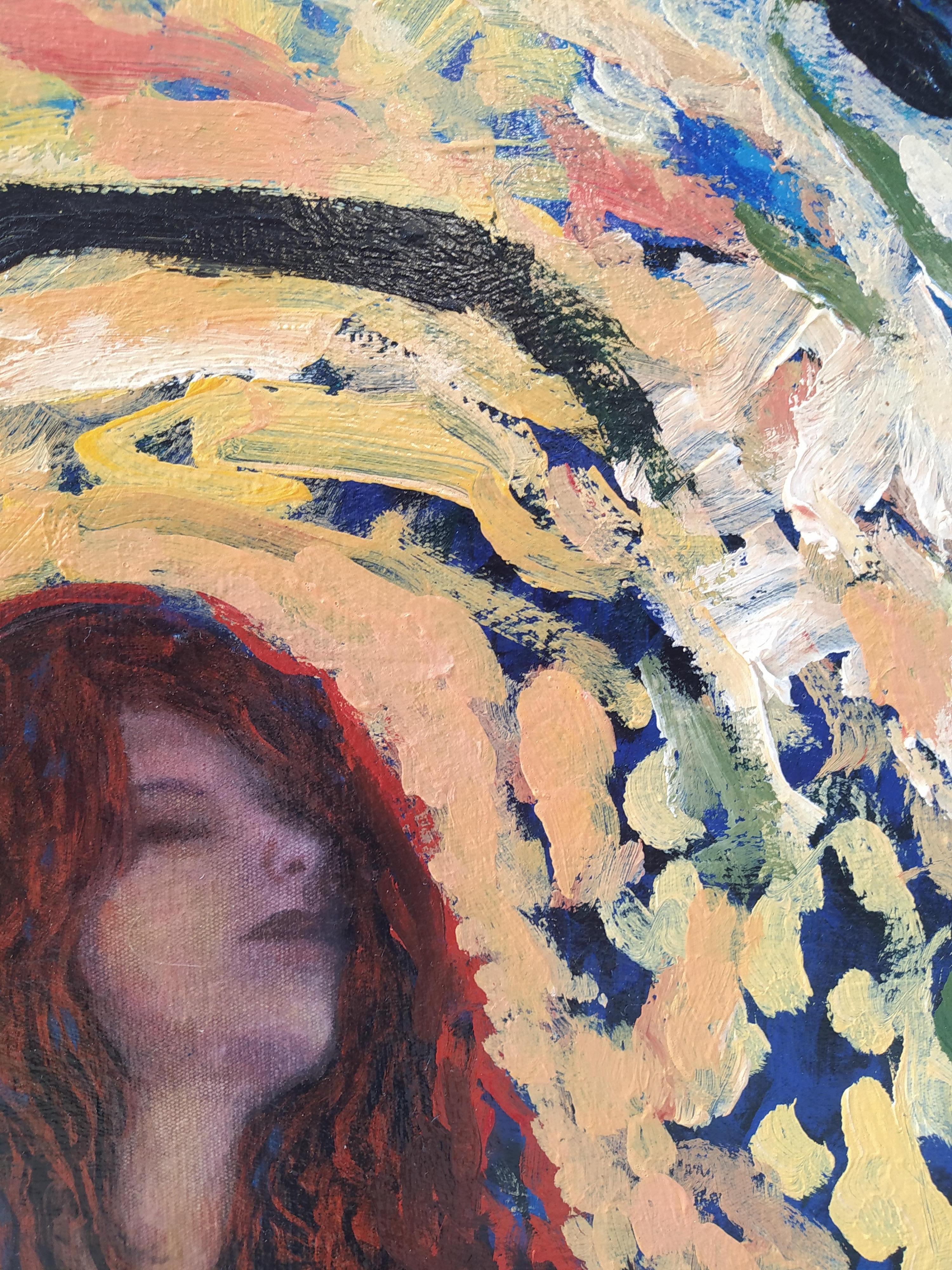 «inger Portal » - Nu féminin expressionniste vertical dans des couleurs sombres et claires. - Expressionniste Painting par E.C. Bell