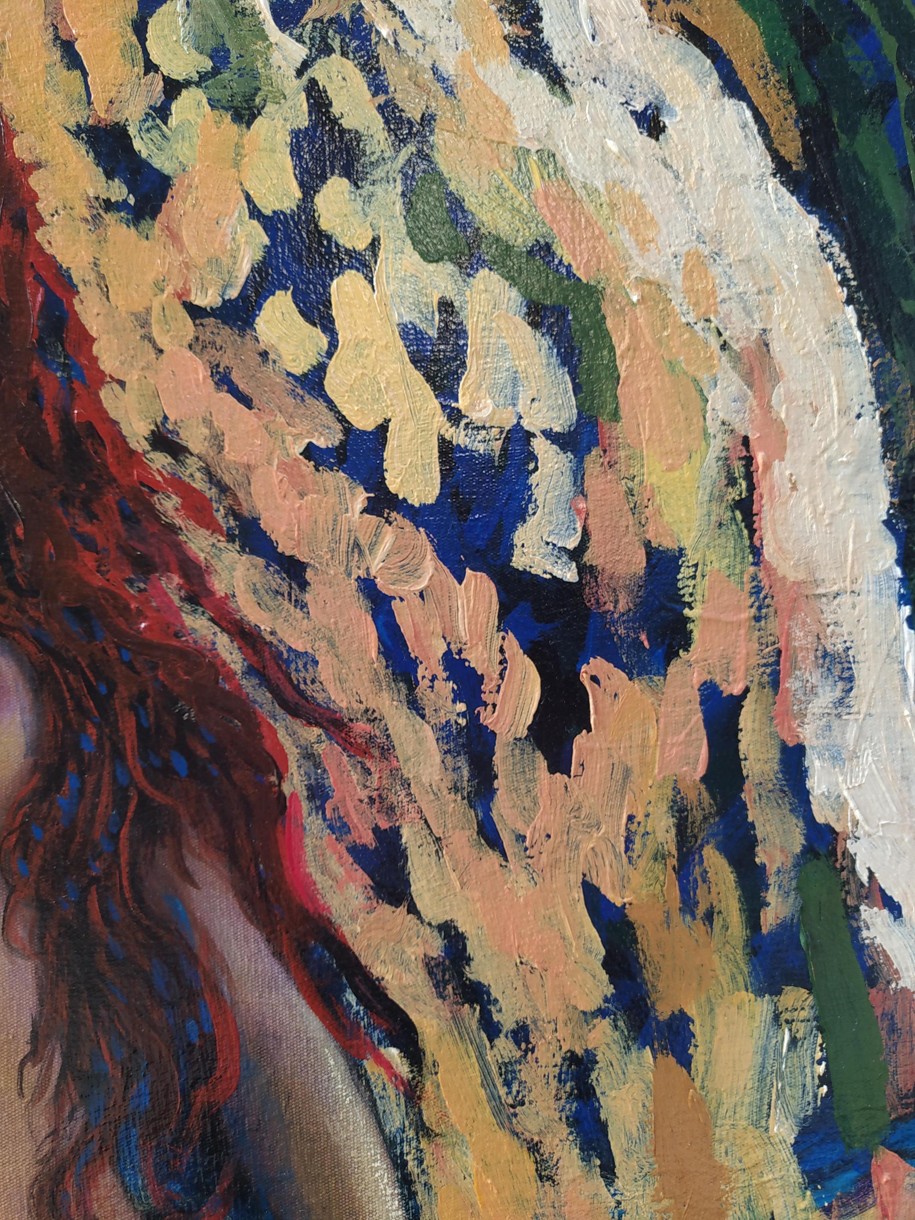 «inger Portal » - Nu féminin expressionniste vertical dans des couleurs sombres et claires. - Noir Nude Painting par E.C. Bell