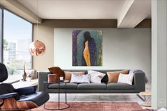 "Morning Glory Gown" - Vertical expressionist female semi-nude with gown.