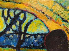 "Portal" - Horizontal expressionist landscape with female nude.