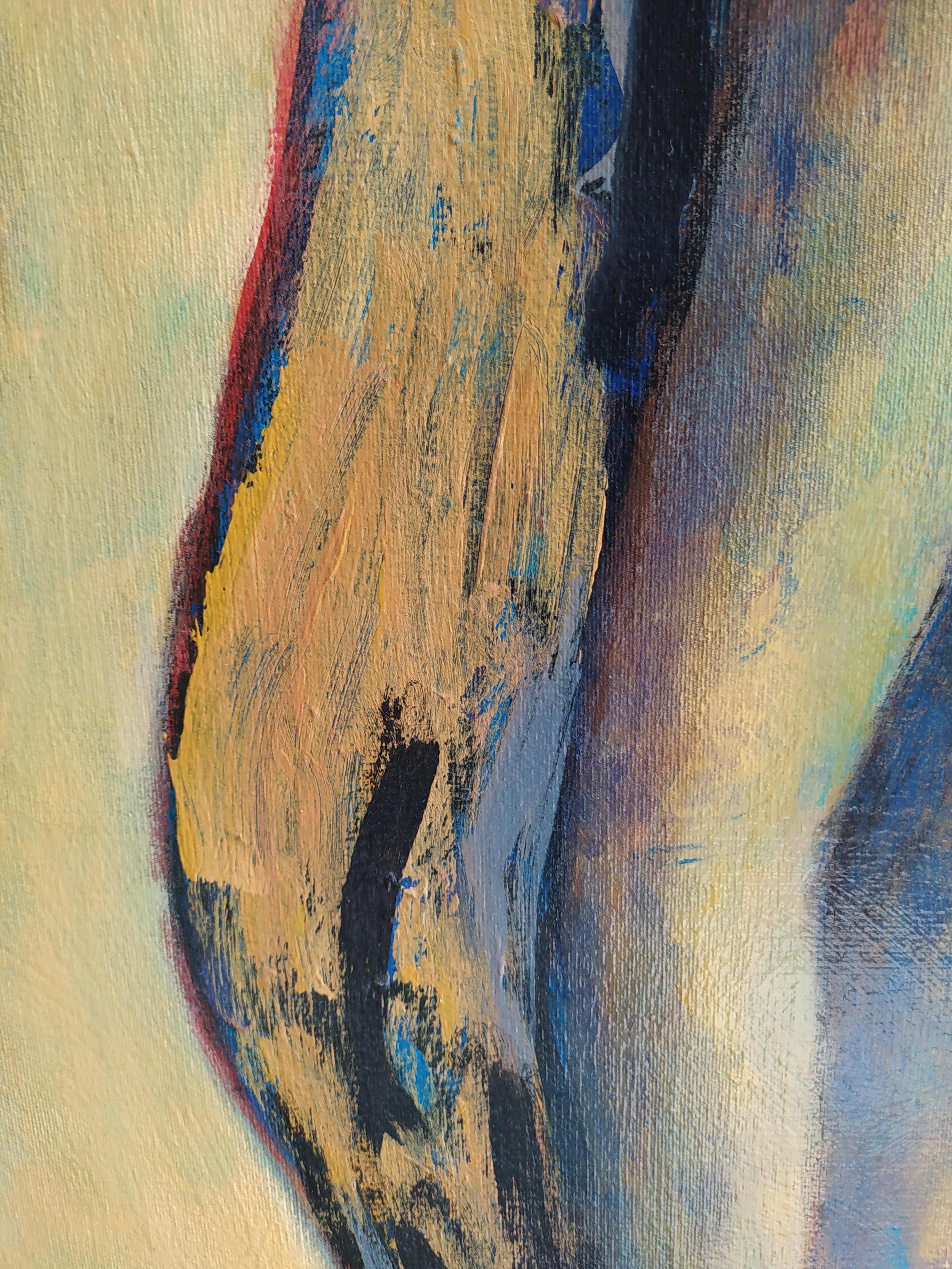 « Trois Muses » - œuvre d'art expressionniste de nus, acrylique sur toile. - Expressionniste Painting par E.C. Bell