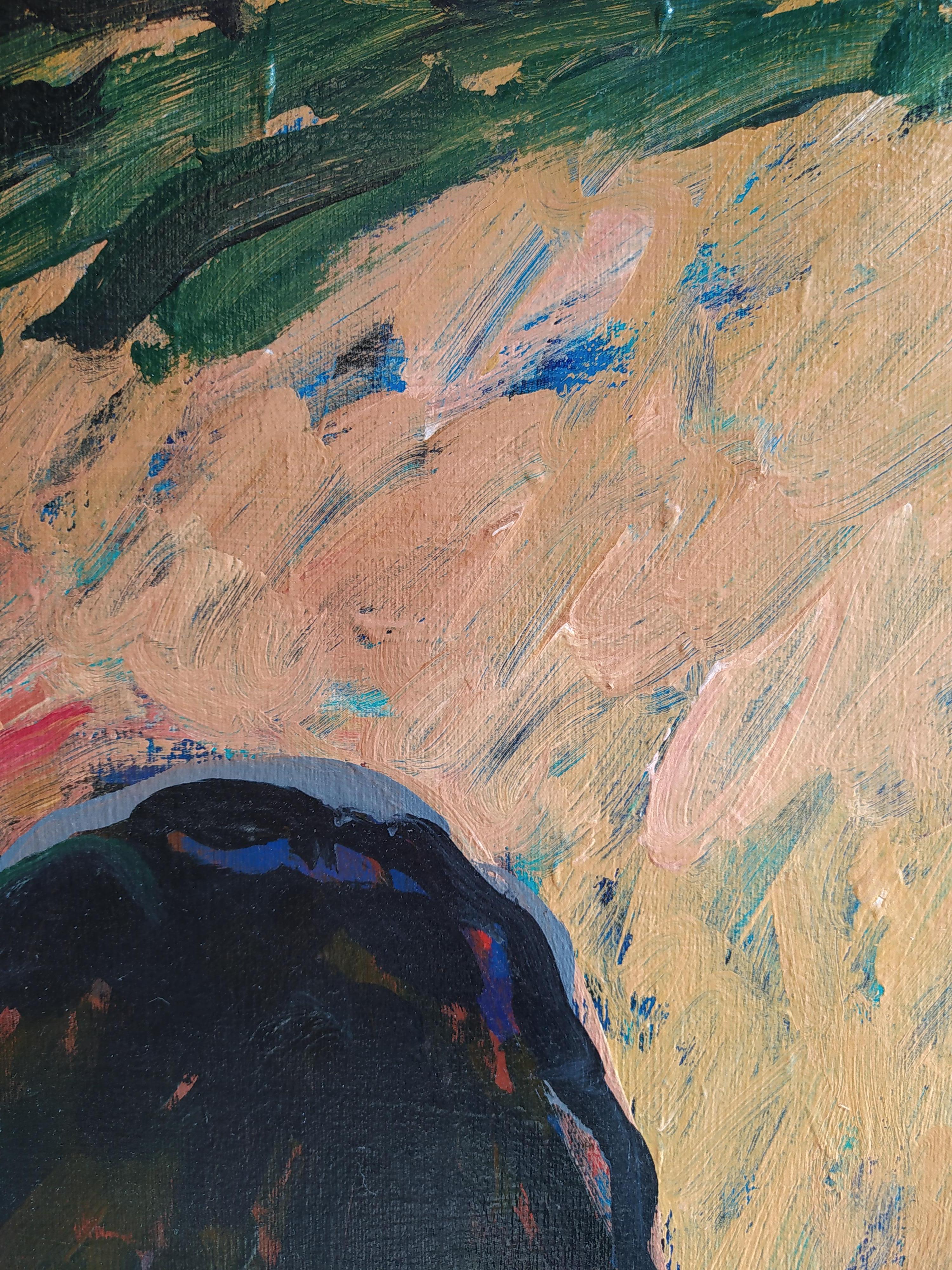Œuvre d'art romantique et expressionniste de nu sur toile.
