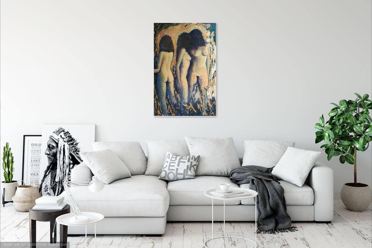 « Trois Muses » - œuvre d'art expressionniste de nus, acrylique sur toile. en vente 3