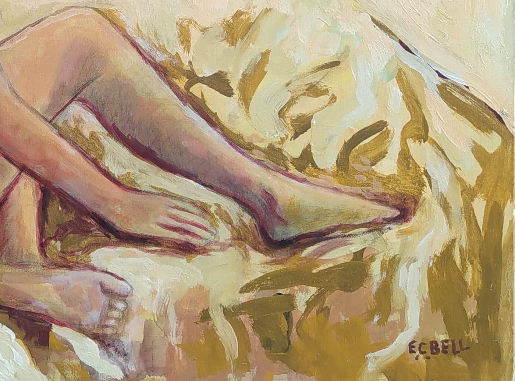 Obra de arte romántica y expresionista de desnudos sobre lienzo.
