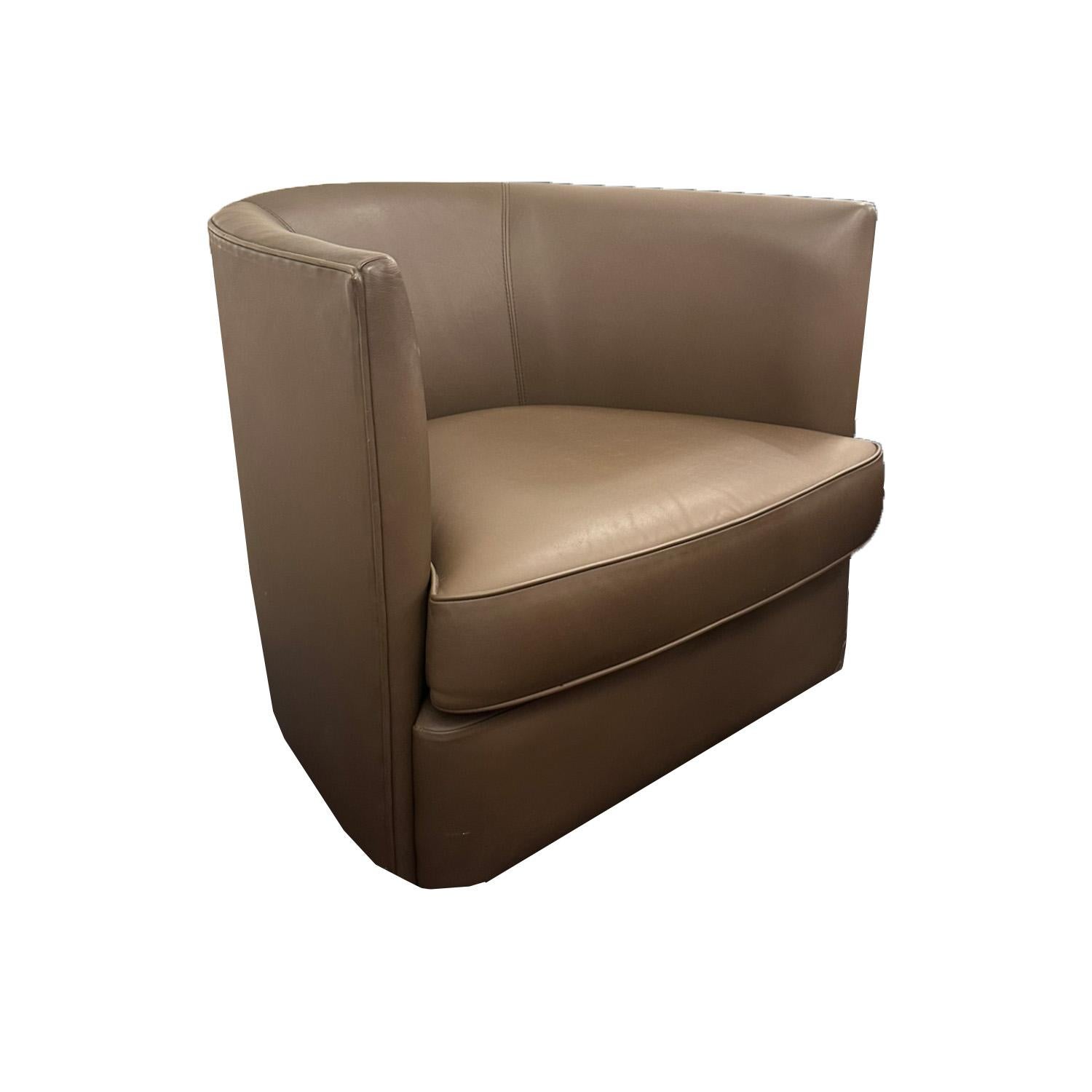 Ecart Design Fauteuil „W“ aus schokoladenbraunem Leder (Postmoderne) im Angebot