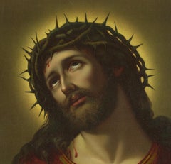 Ecce Homo, 1899 German Chromolithograph of Christ with Crown of Thorns (Dresden)