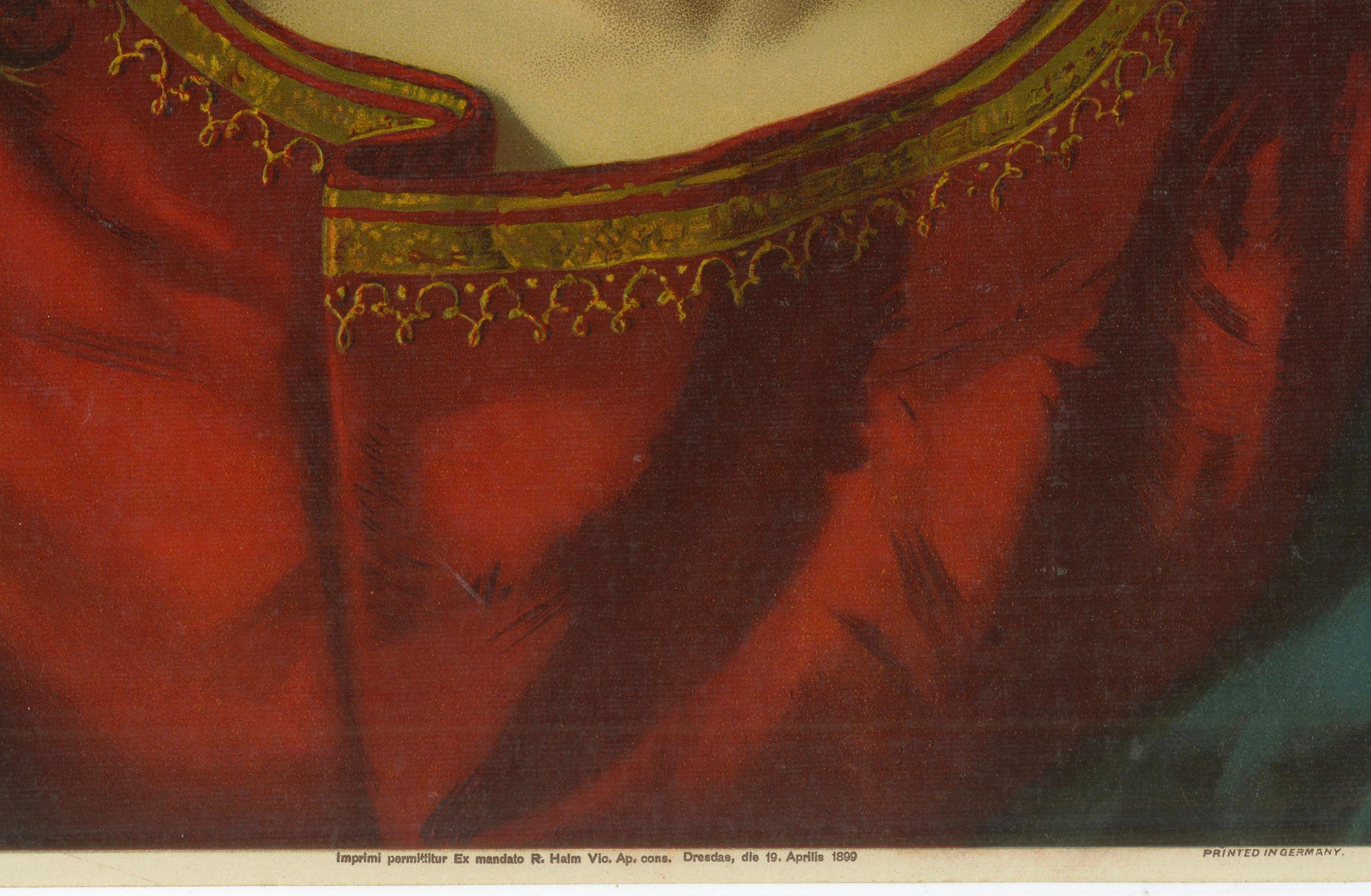 XIXe siècle Ecce Homo, 1899 Chromolithographie allemande du Christ avec couronne d'épines (Dresde) en vente