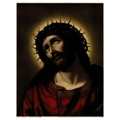 Ecce Homo, 1899 German Chromolithograph of Christ with Crown of Thorns (Dresden)