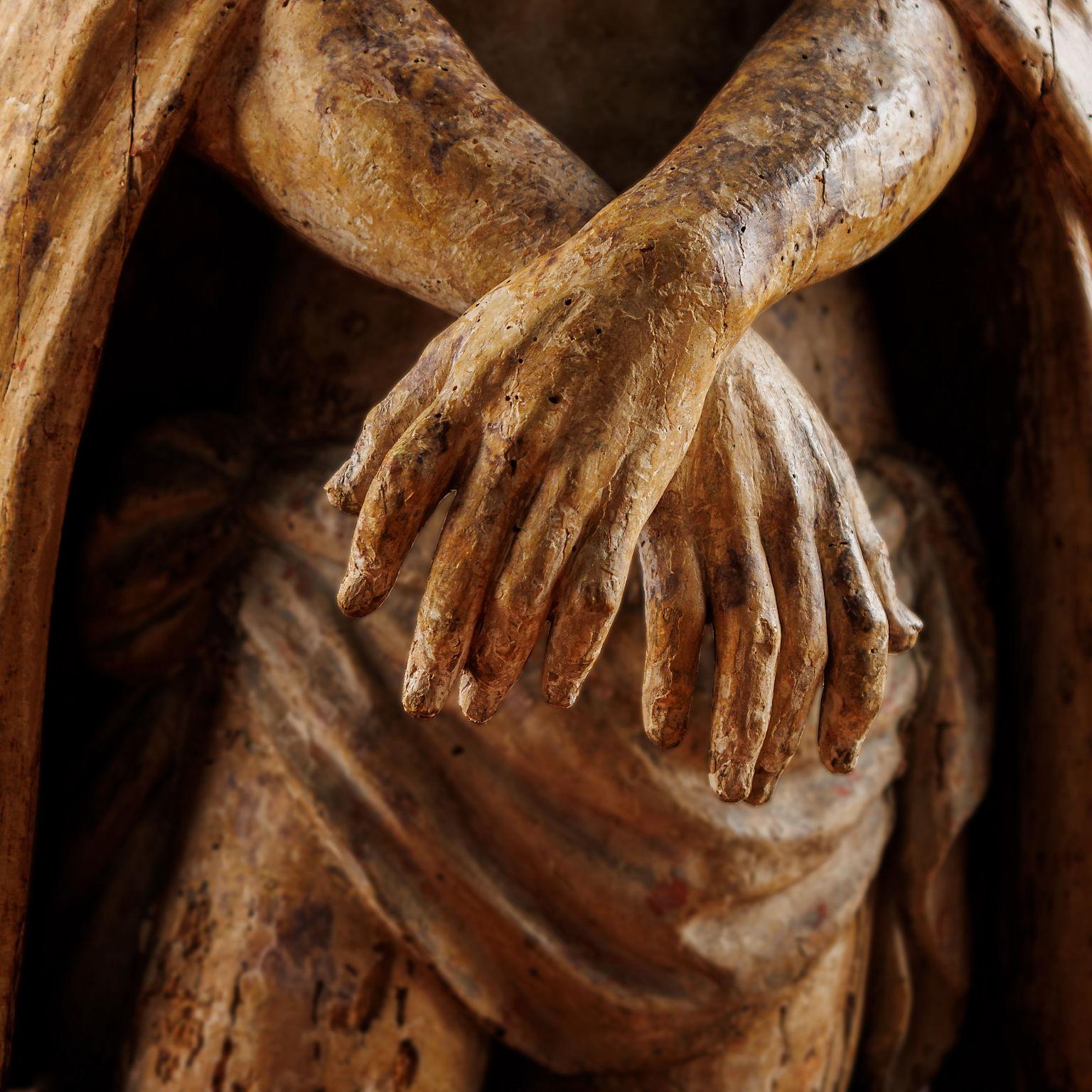 Wood Ecce Homo. Sculptor active in Lombardy, mid-16th century For Sale