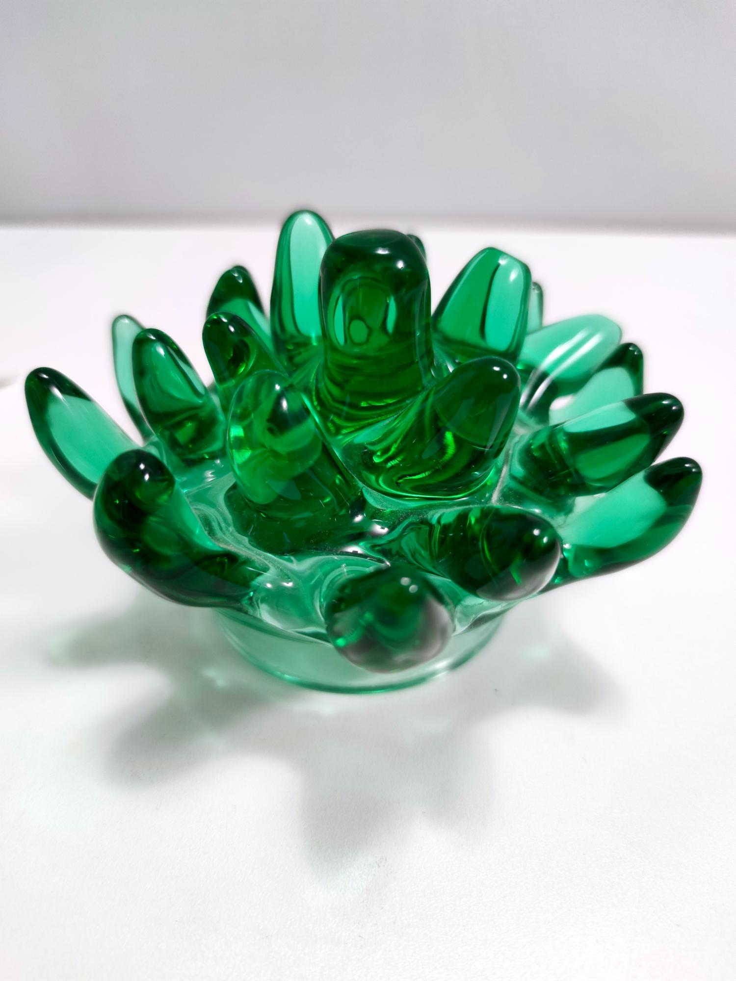 Excentrique lampe de bureau postmoderne en verre de Murano vert et aluminium blanc, Italie en vente 1