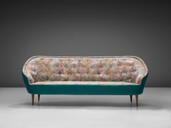 Eccentric Italian Sofa in Turquoise Leatherette and Colorful Upholstery