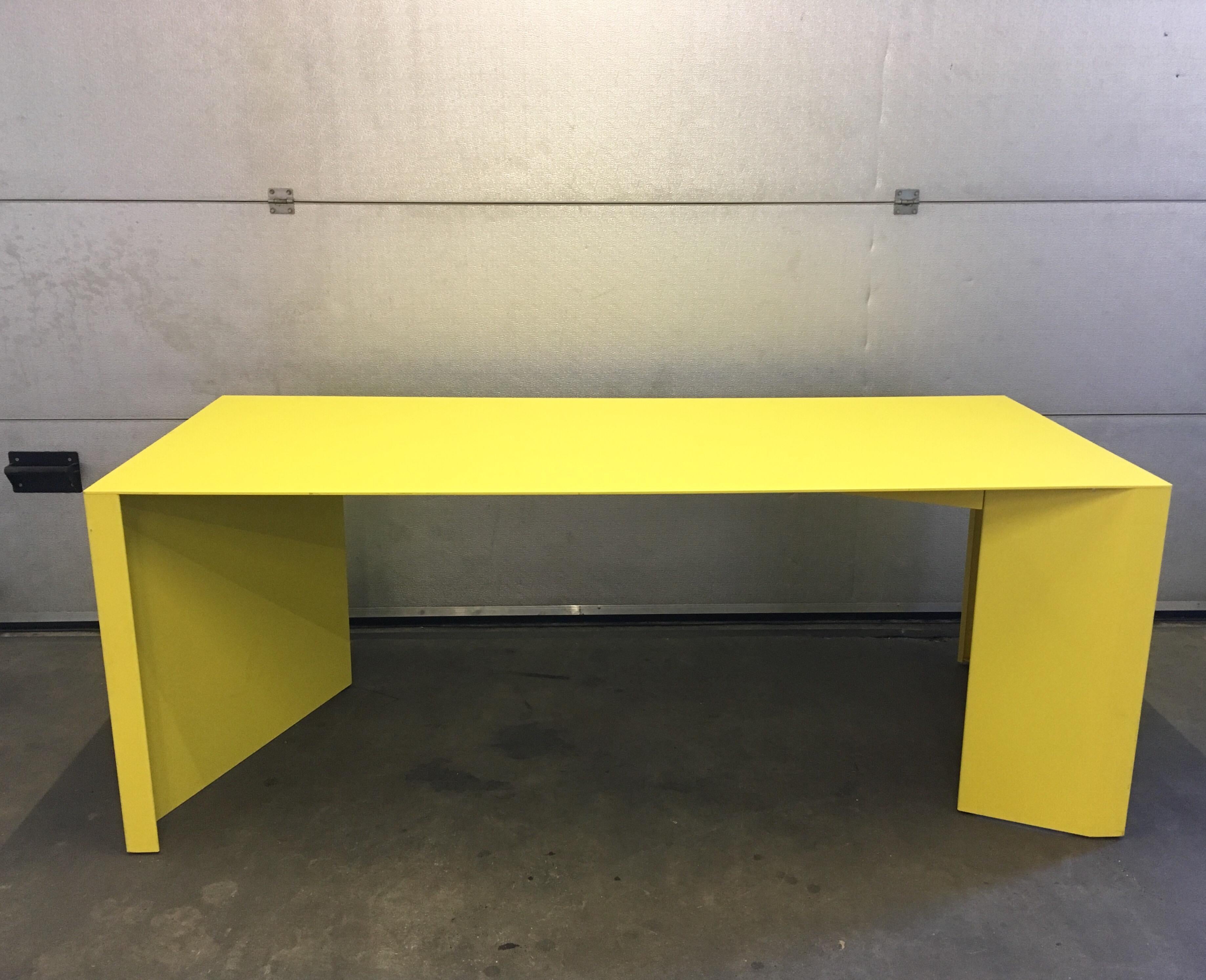 Modern Eccentric Metal Yellow Z-Table by Claire Bataille and Paul Ibens for Bulo