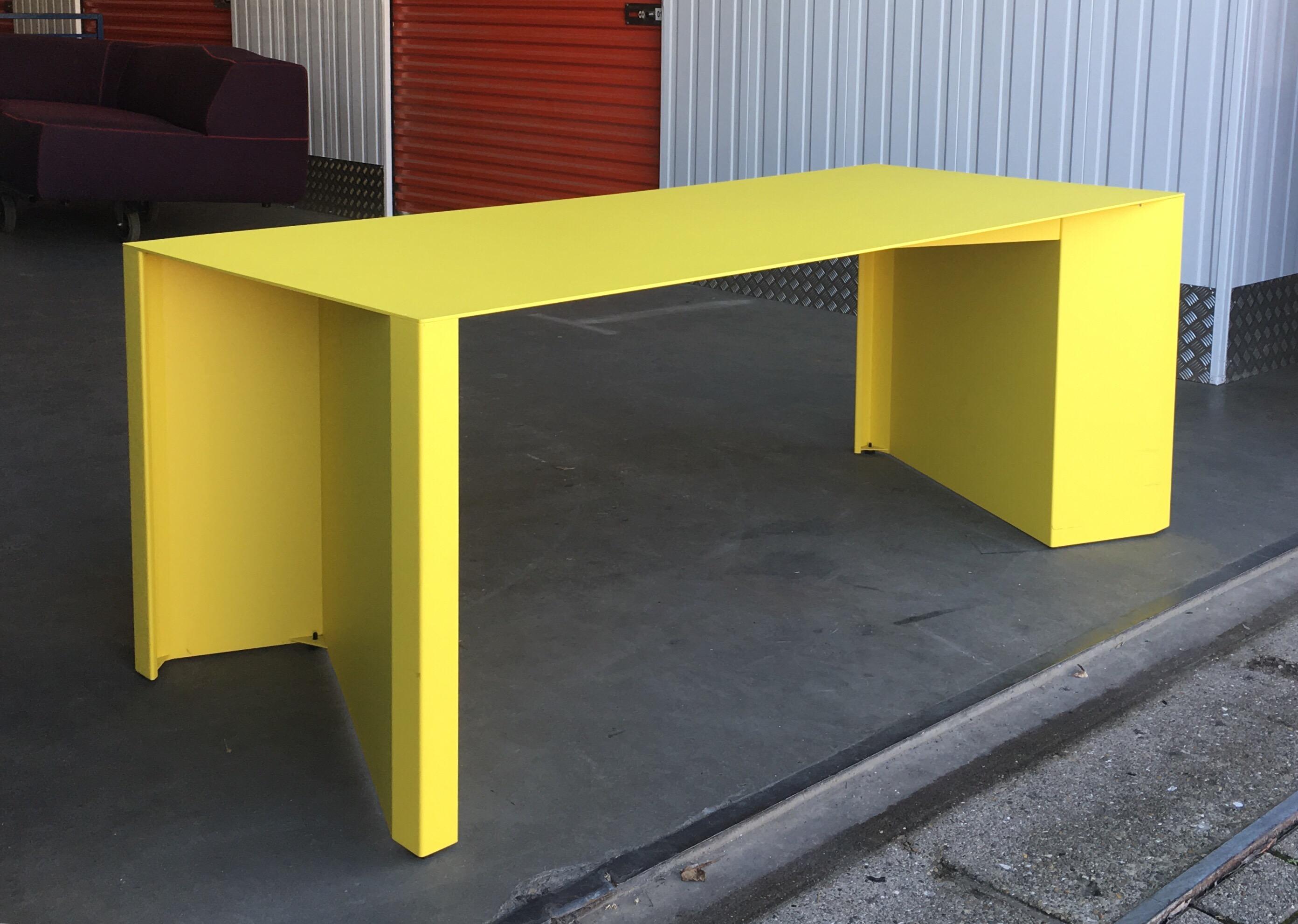 Belgian Eccentric Metal Yellow Z-Table by Claire Bataille and Paul Ibens for Bulo