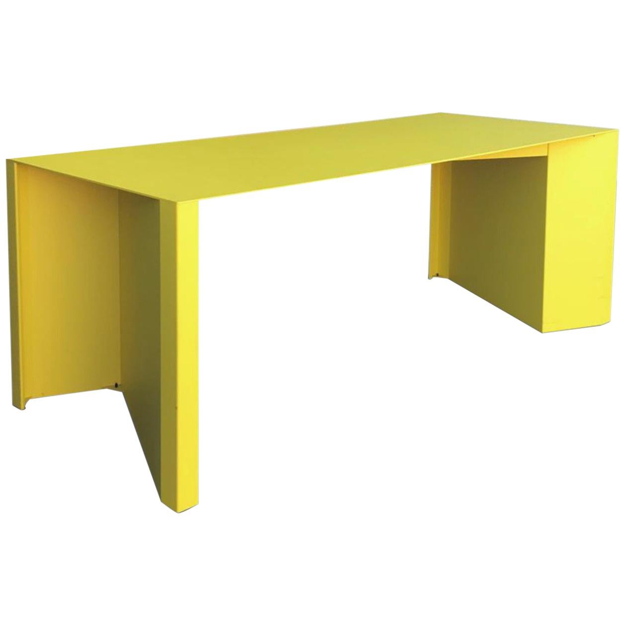 Eccentric Metal Yellow Z-Table by Claire Bataille and Paul Ibens for Bulo