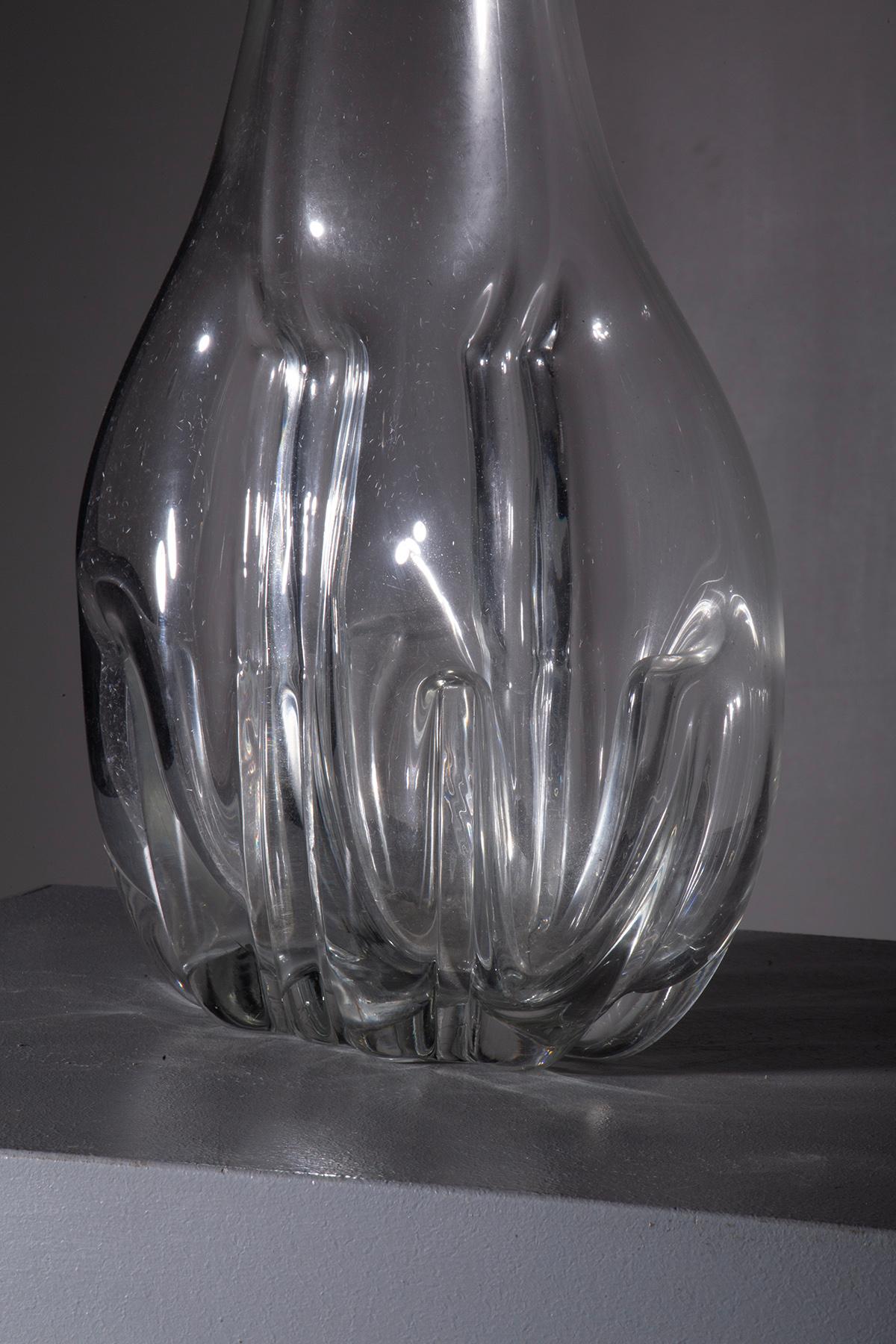 An exceptional Murano glass vase created by Toni Zuccheri, one of the most important and innovative figures in 20th-century glass design. This piece is part of an experimental collection from the 1970s, characterized by the use of innovative