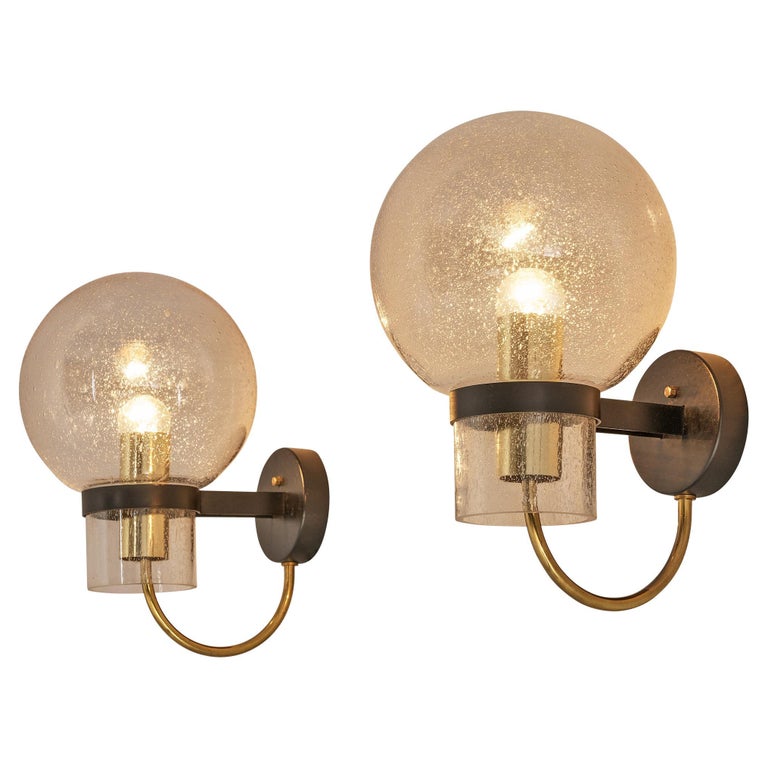 Eccentric Pair of Wall Lights in HandBlown Glass For Sale at 1stDibs