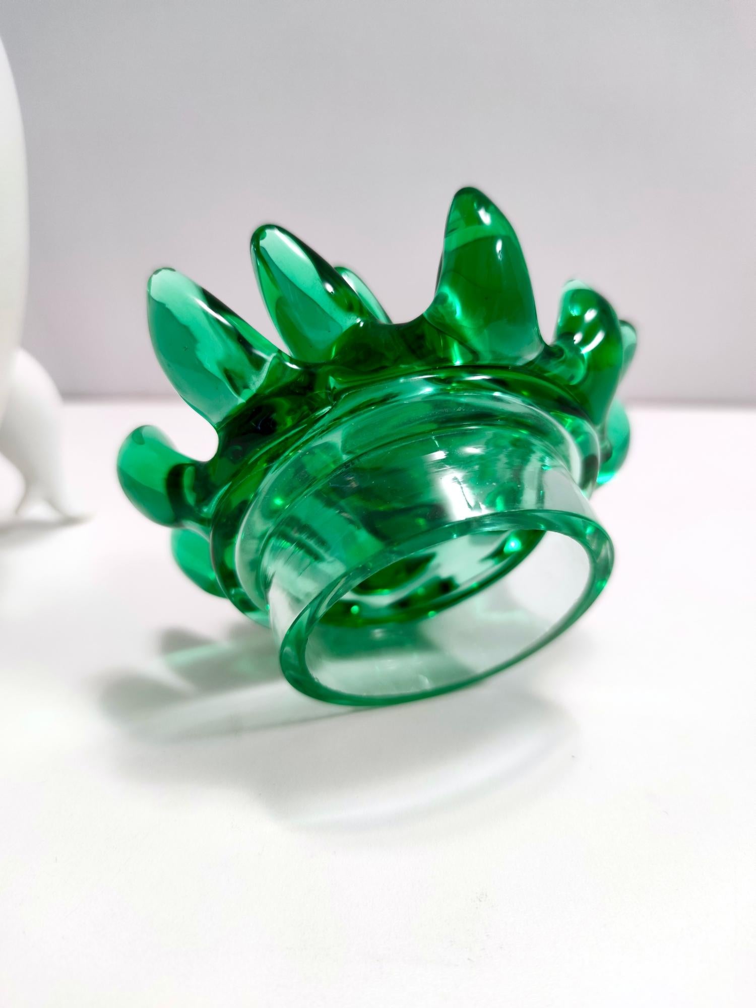 Excentrique lampe de bureau postmoderne en verre de Murano vert et aluminium blanc, Italie en vente 3