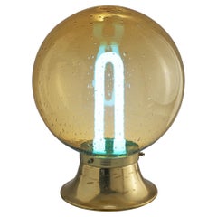 Eccentric Table Lamp in Brass and Decorative Glass