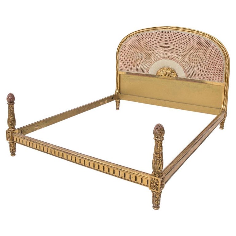 Eccentric Vintage Gilded Wood Double Bed For Sale at 1stDibs