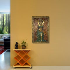 Eccentric XXL Wall Object of a Belly Dancer Made of Hammered Copper