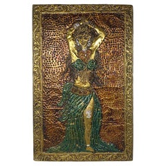 Eccentric XXL Wall Object of a Belly Dancer Made of Hammered Copper
