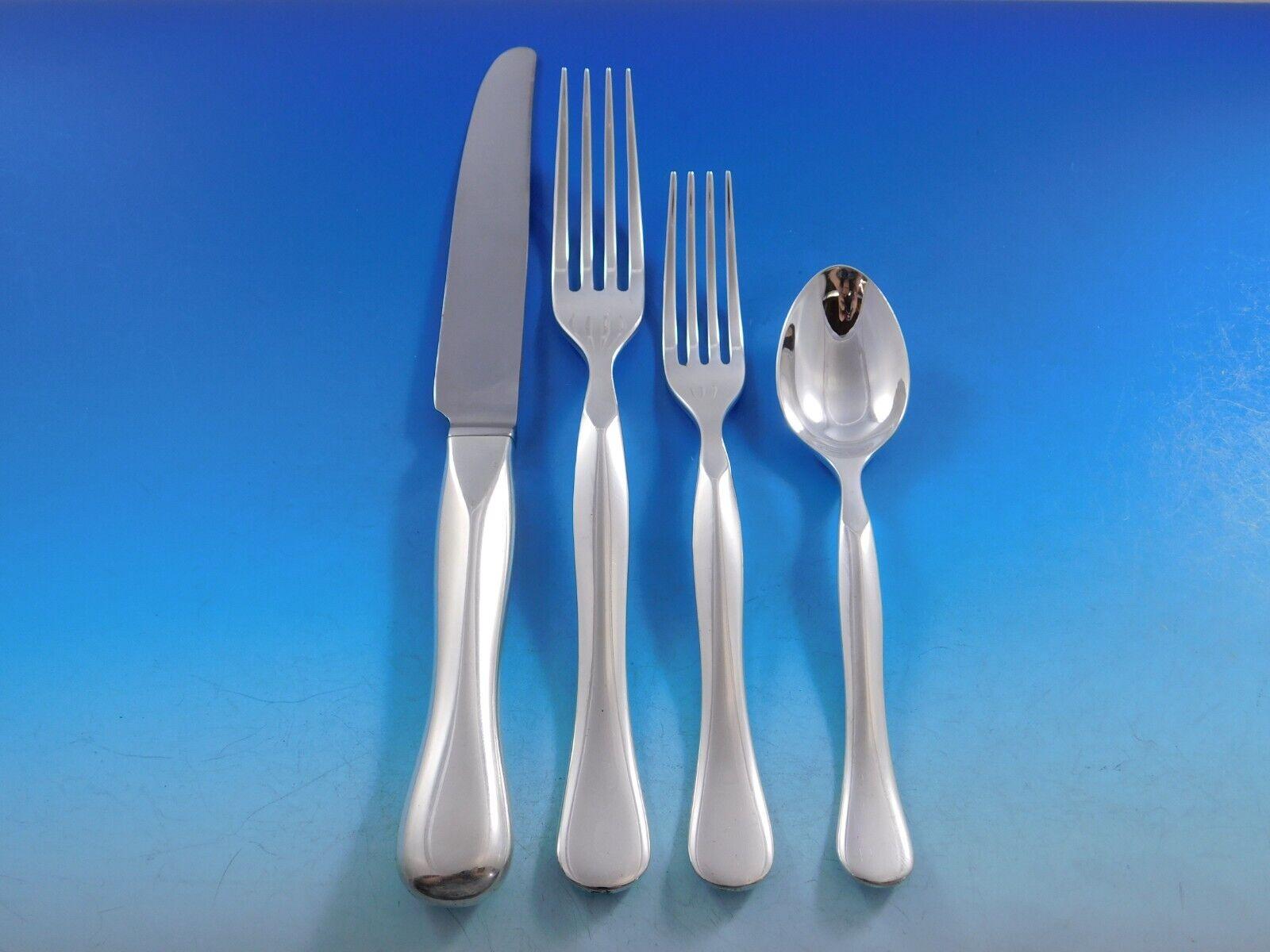 Scarce Eccentrica by Rosenthal Bulgari modern sterling silver flatware set, 54 pieces. The pieces are large and massively heavy. This set includes:

8 Dinner Knives, 9 7/8