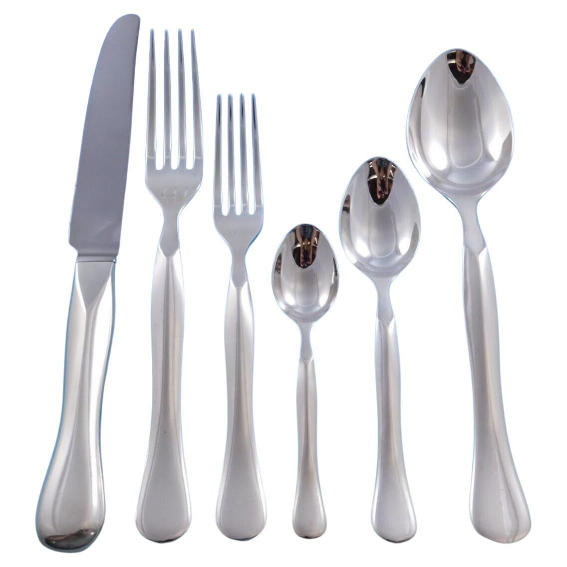 Eccentrica by Rosenthal Bulgari Sterling Silver Flatware Set 54 pc Modernist Din For Sale