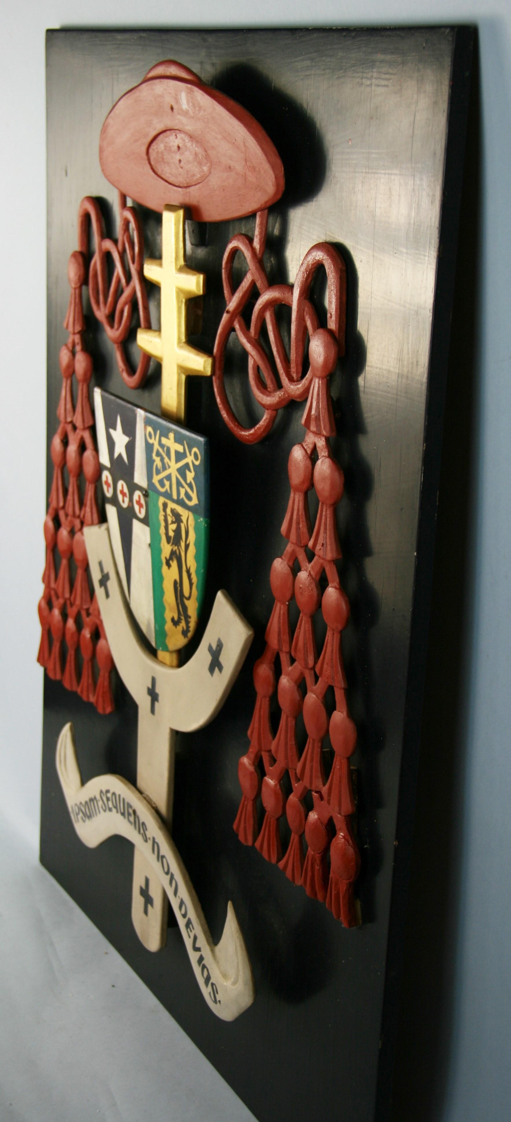 Ecclesiastic Cardinal Heraldry Coat Of Arms  Carved Wood  Panel /Wall Sculpture 2