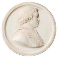 Ecclesiastical 19th Century White Statuary Marble Portrait Roundel