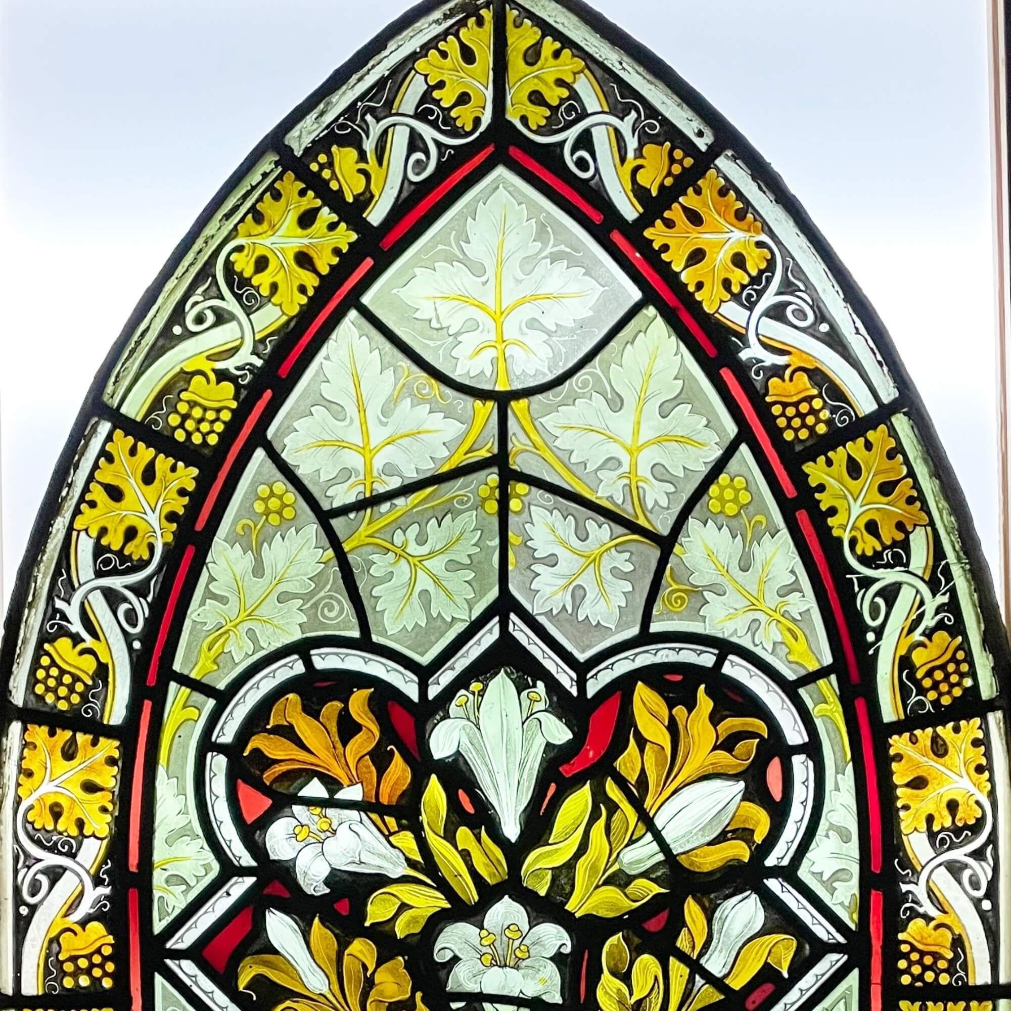 Victorian Ecclesiastical Arched Stained Glass Window