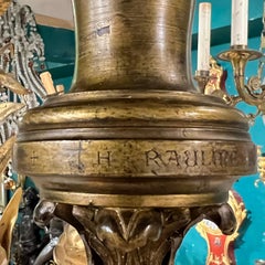 Ecclesiastical French Enameled Bronze Lantern by Edmond Lesage Dated 1901