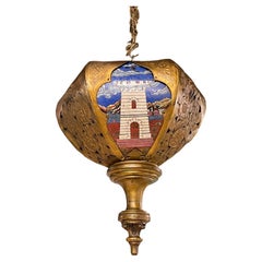 Französische Ecclesiastical Französische emaillierte Bronzelaterne von Edmond Lesage, datiert 1901