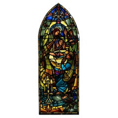 Vintage Ecclesiastical Religious Stained Glass Window