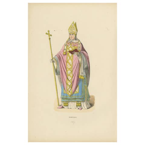 Ecclesiastical Splendor: The Archbishop's Regalia in a Lithograph of 1847